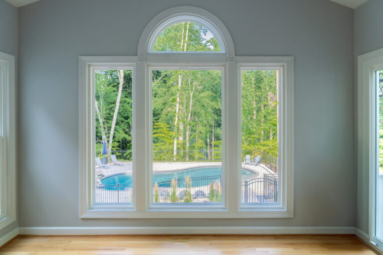 Georgetown window interior with a view of the pool. Click to explore our Georgetown window series.