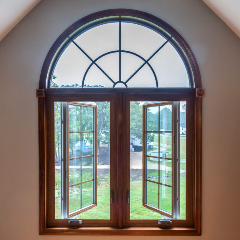 Casement Windows and Arch with VyWood Laminate in Brazilian Cherry