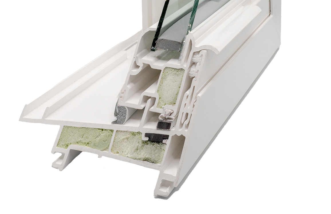 A close up image of the inside of a Potomac Window frame